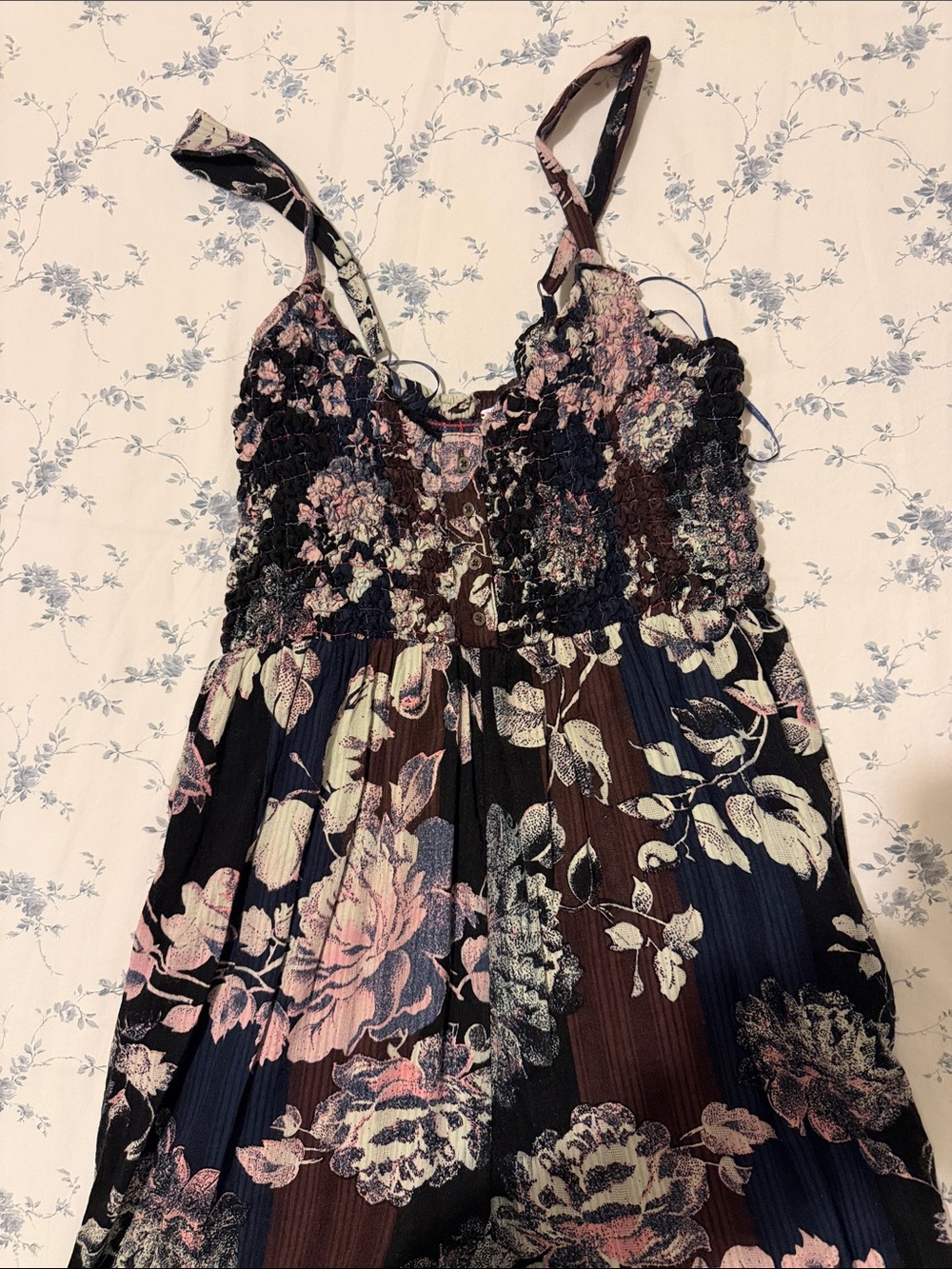 Free People Melrose Wide Leg Jumpsuit- Black & Pink, Size Small